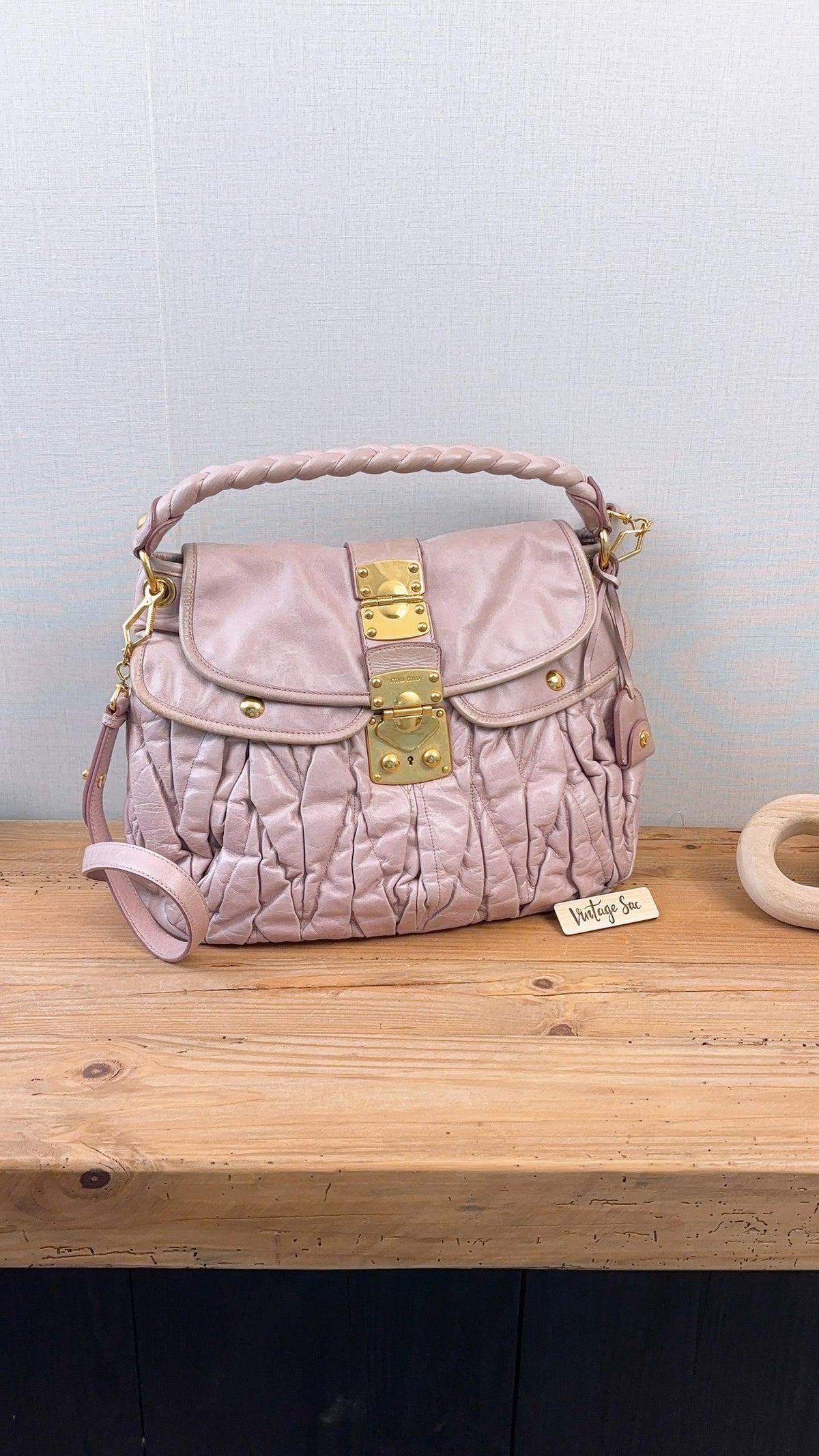 Miu Miu Pink Nappa Matelasse Coffer Hobo Bag