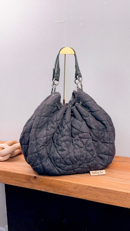 Chanel Black Denim Quilted Coco Stretch Spirit Cabas Tote (SHW)