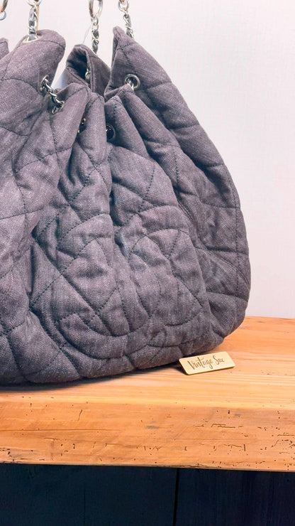 Chanel Black Denim Quilted Coco Stretch Spirit Cabas Tote (SHW)