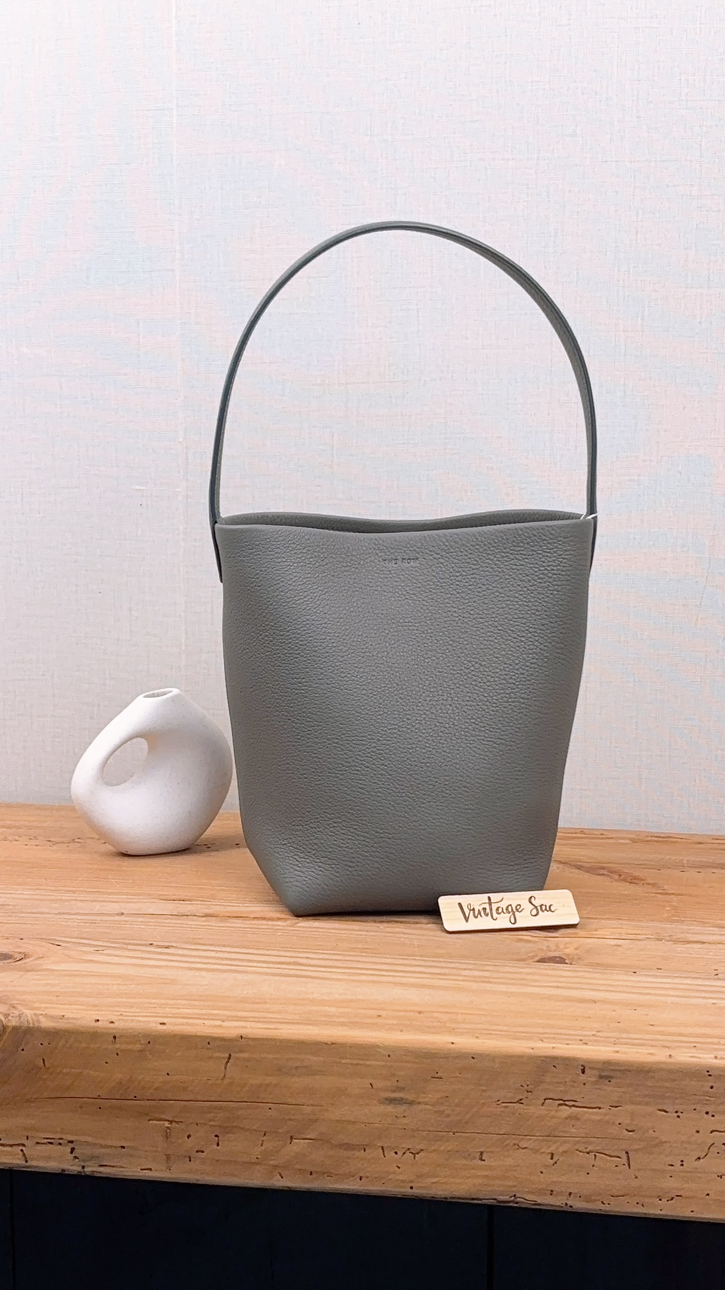 The Row Grey Grained Calfskin Small N/S Park Tote