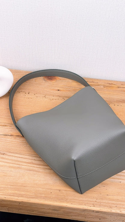 The Row Grey Grained Calfskin Small N/S Park Tote
