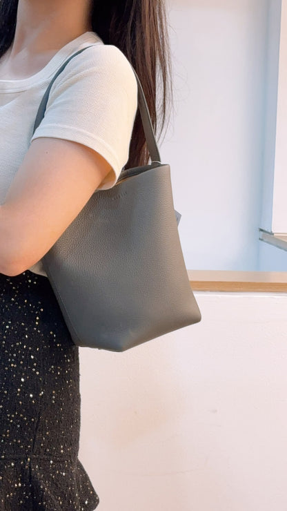 The Row Grey Grained Calfskin Small N/S Park Tote