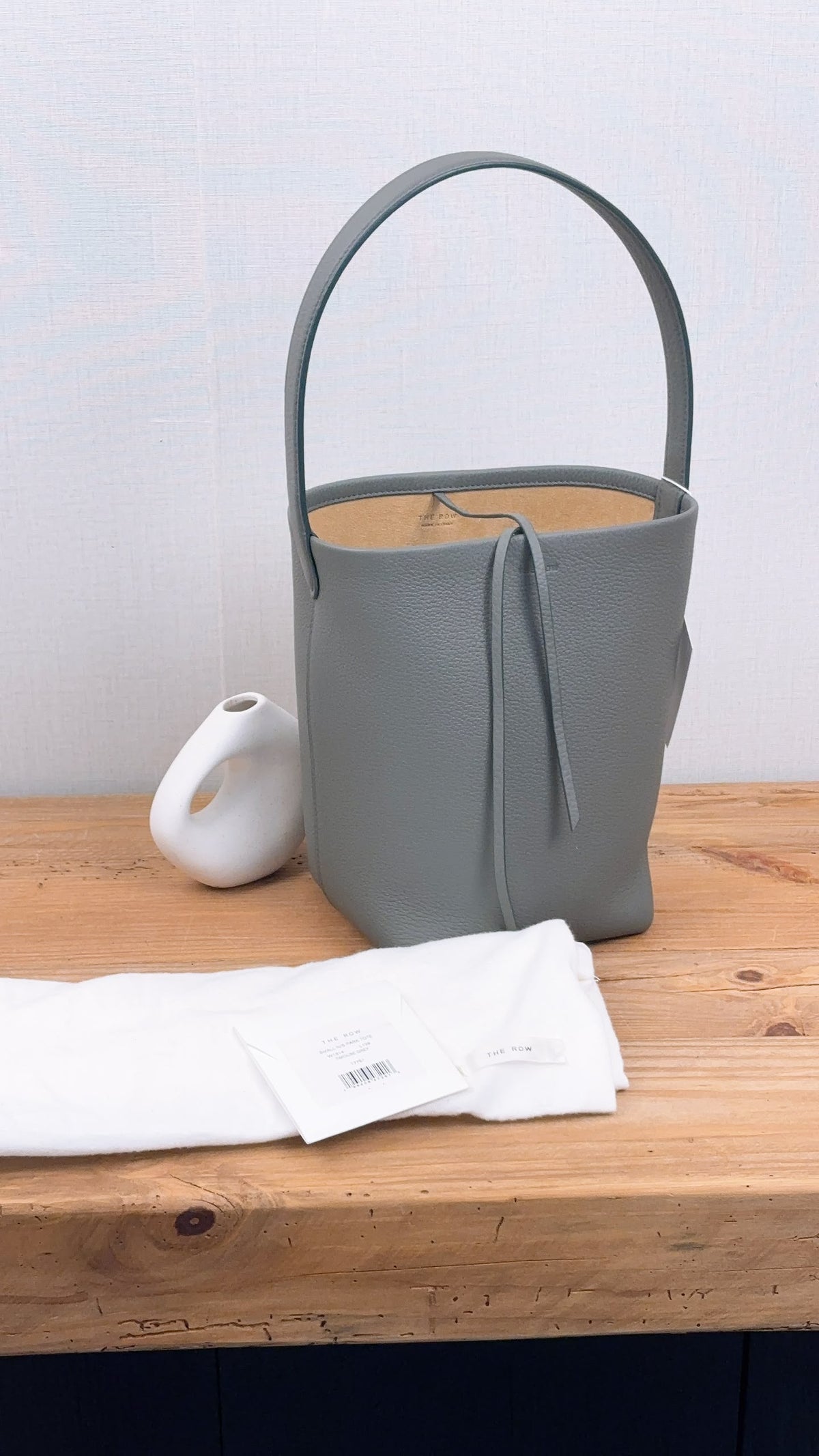 The Row Grey Grained Calfskin Small N/S Park Tote