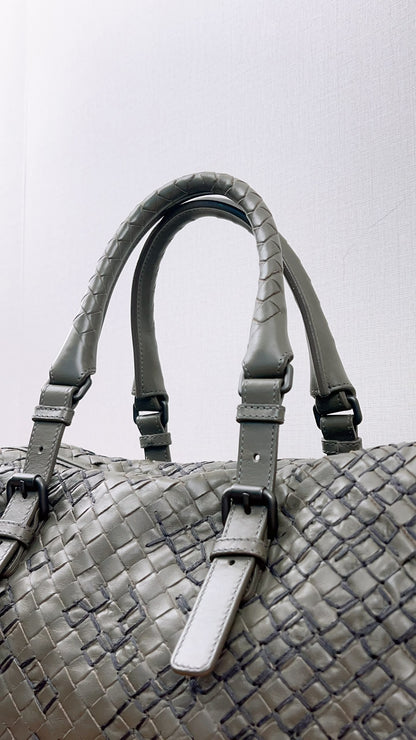 BV Khaki Intrecciato Boston Bag