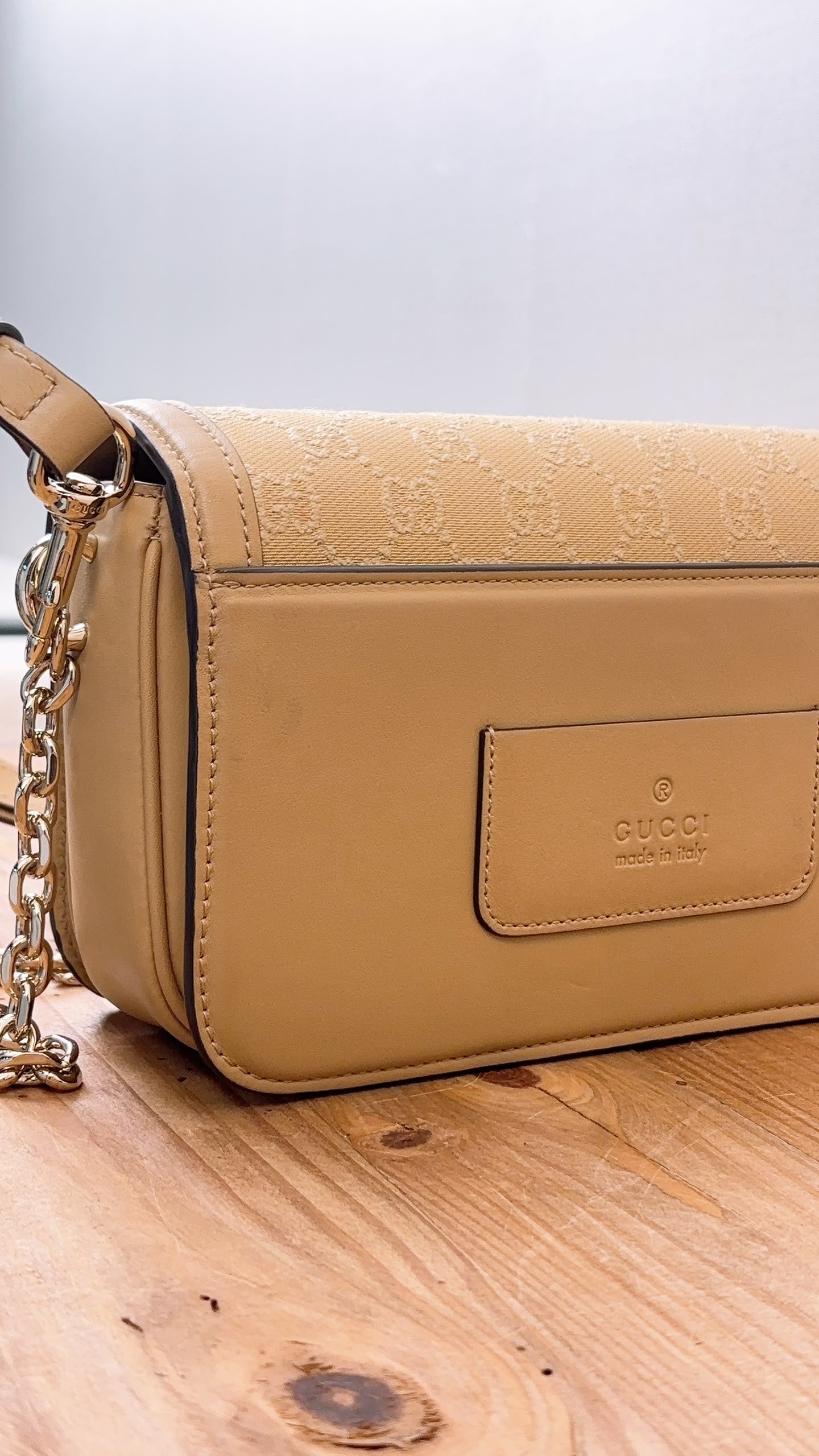 Gucci Beige GG Monogram Small Go Shoulder Bag
