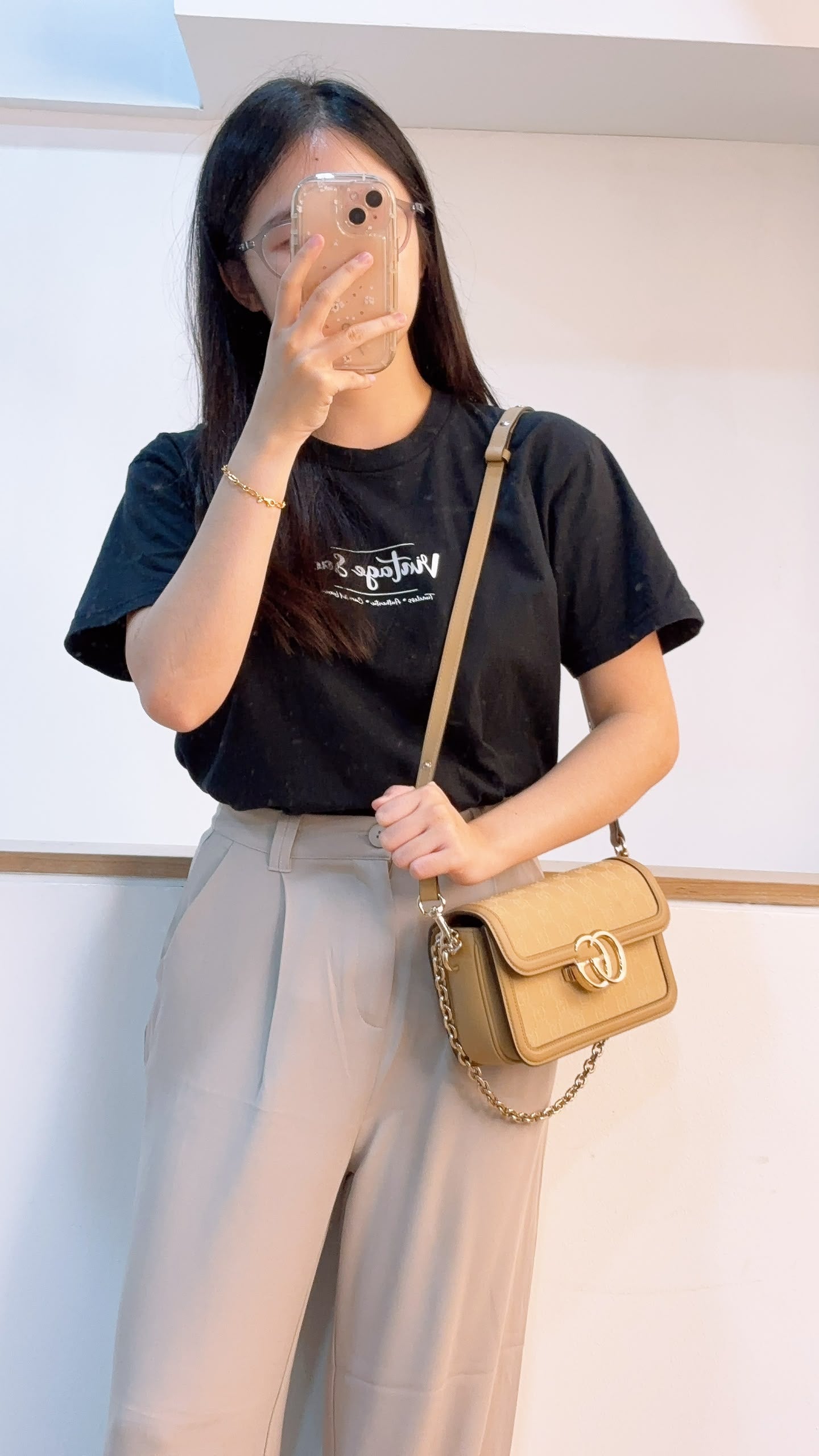 Gucci Beige GG Monogram Small Go Shoulder Bag