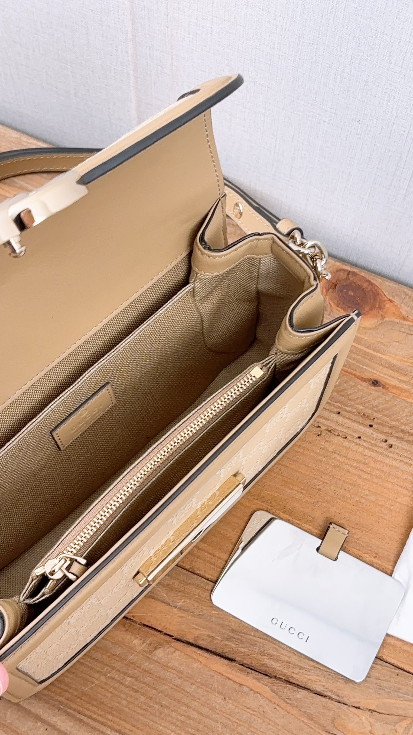 Gucci Beige GG Monogram Small Go Shoulder Bag