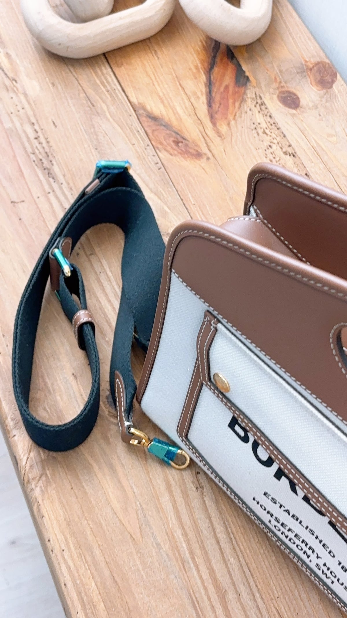 Burberry Brown Calfskin / Canvas Small Pocket Bag