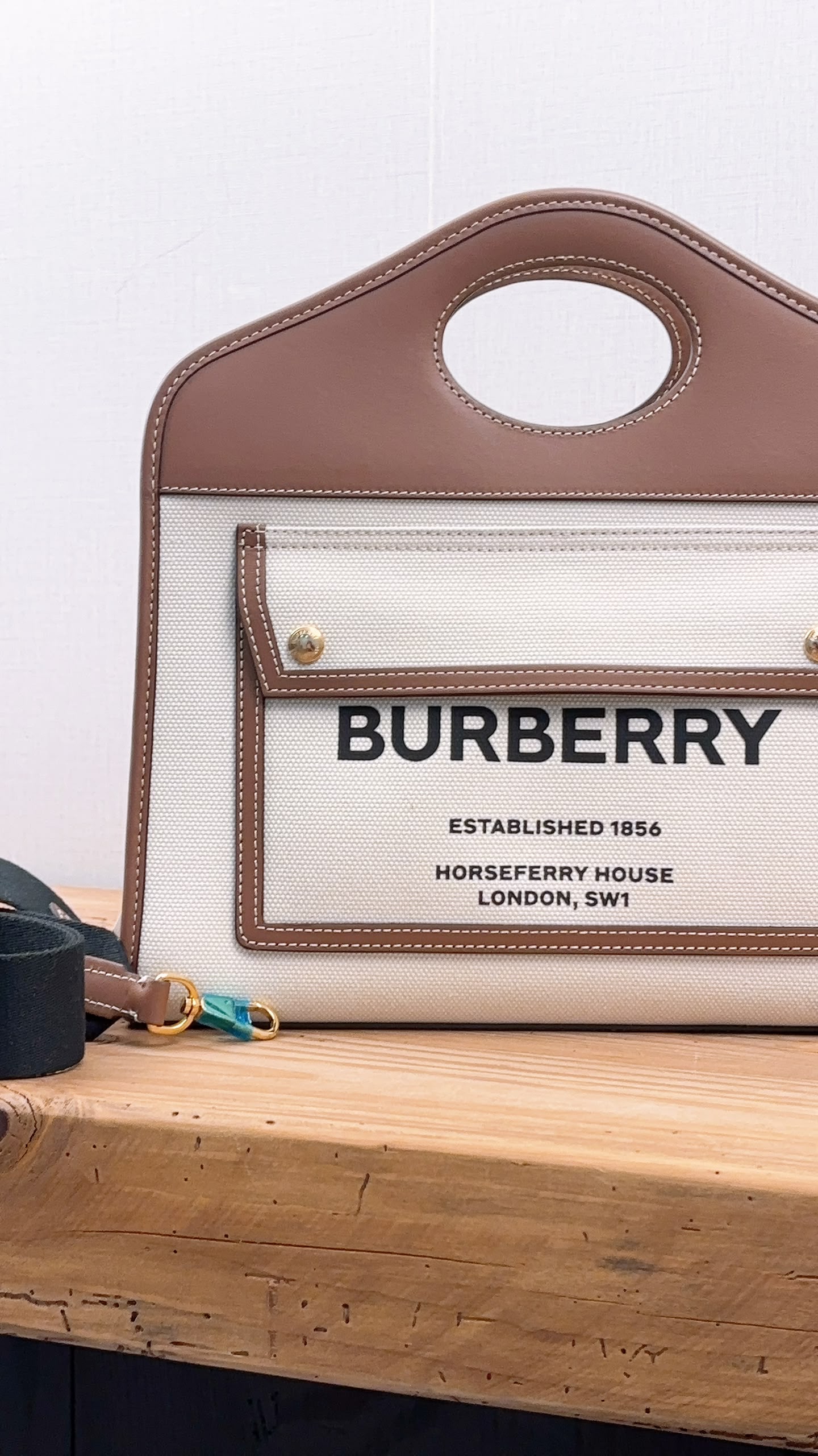 Burberry Brown Calfskin / Canvas Small Pocket Bag