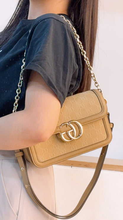 Gucci Beige GG Monogram Small Go Shoulder Bag