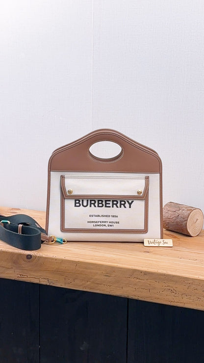 Burberry Brown Calfskin / Canvas Small Pocket Bag