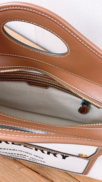 Burberry Brown Calfskin / Canvas Small Pocket Bag