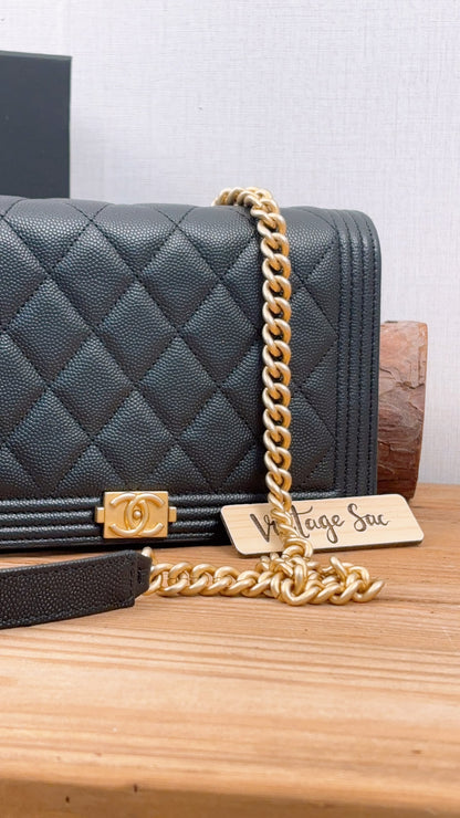 Chanel Black Caviar Boy WOC (GHW)