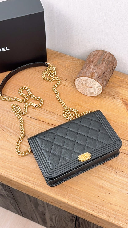 Chanel Black Caviar Boy WOC (GHW)