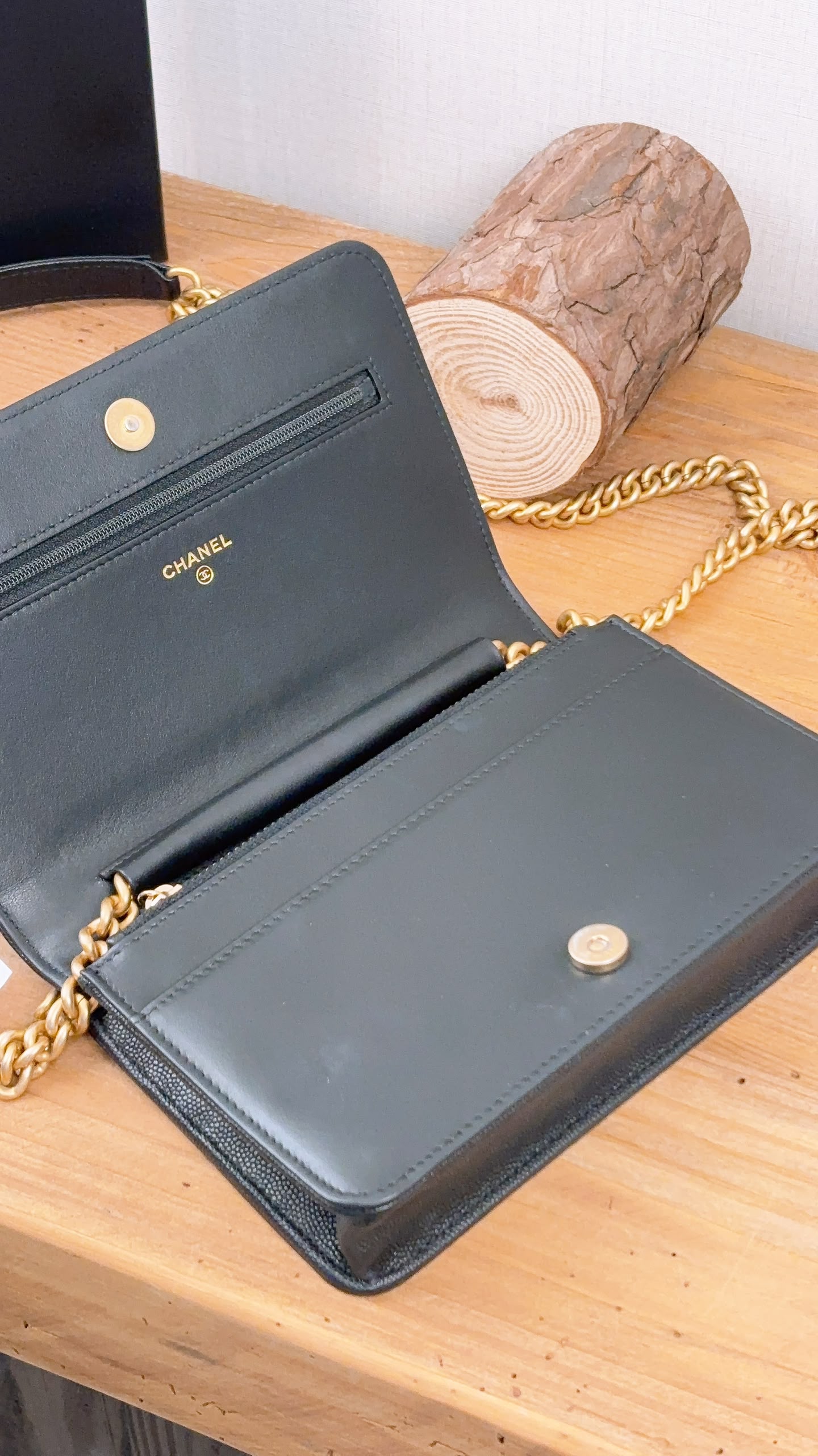 Chanel Black Caviar Boy WOC (GHW)