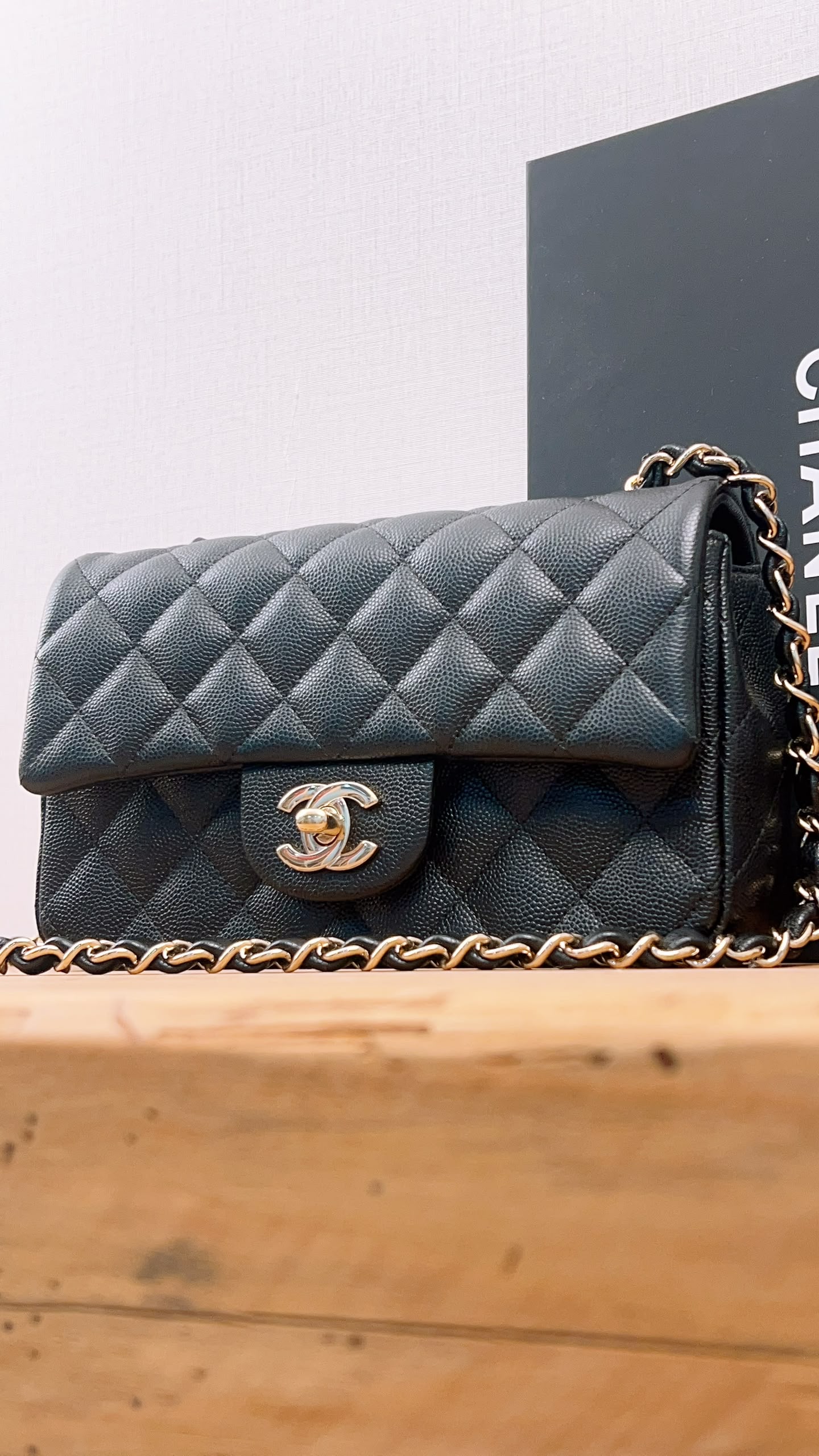 Chanel Black Caviar Mini Rectangular Flap (GHW)