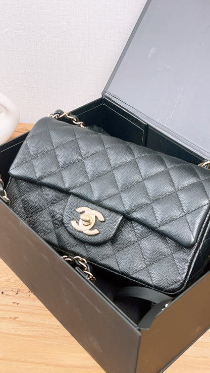 Chanel Black Caviar Mini Rectangular Flap (GHW)