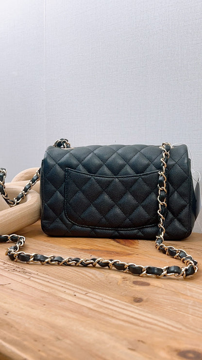 Chanel Black Caviar Mini Rectangular Flap (GHW)