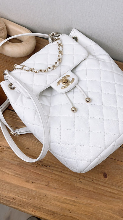 Chanel White Caviar Urban Spirit Backpack (LGHW)