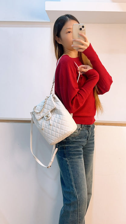 Chanel White Caviar Urban Spirit Backpack (LGHW)