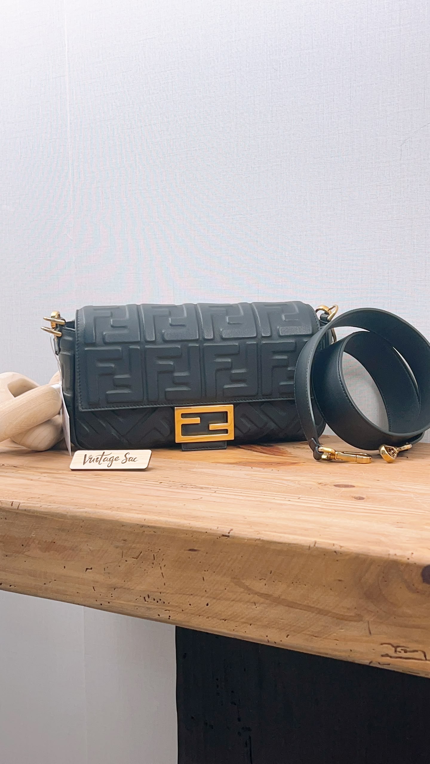 Fendi Black Calfskin Baguette (GHW)