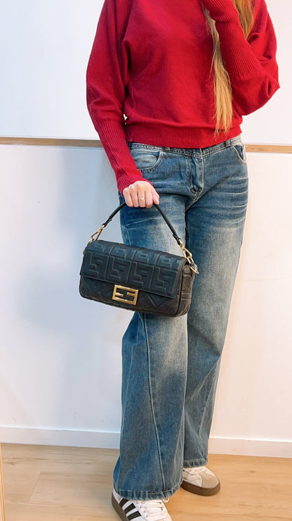 Fendi Black Calfskin Baguette (GHW)