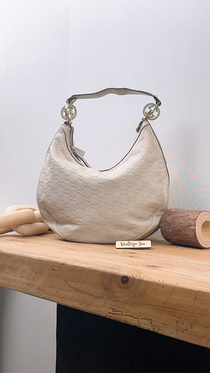 Gucci Ivory Guccissima Twins Hobo Bag