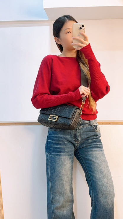 Fendi Black Calfskin Baguette (GHW)