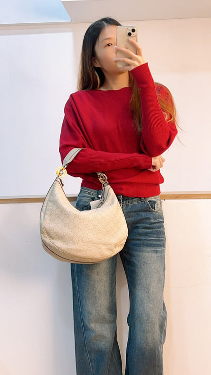 Gucci Ivory Guccissima Twins Hobo Bag
