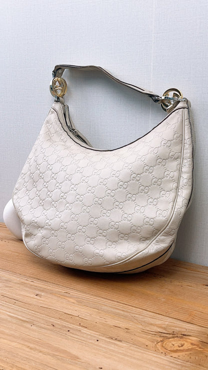 Gucci Ivory Guccissima Twins Hobo Bag