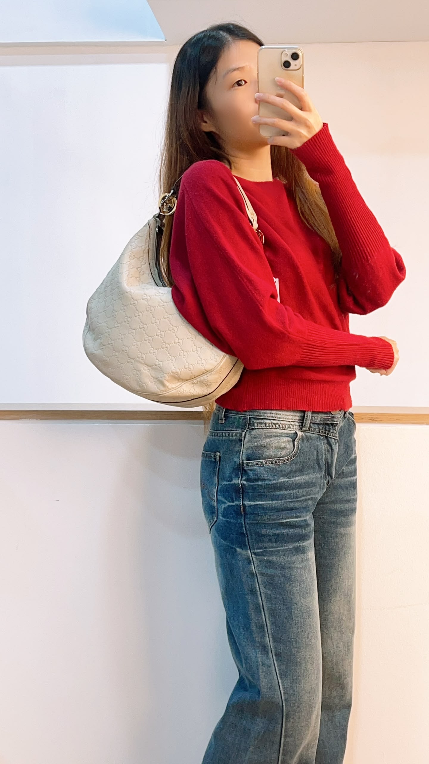 Gucci Ivory Guccissima Twins Hobo Bag