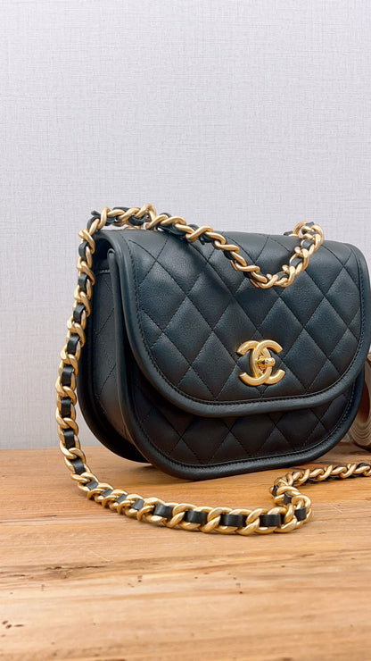 Chanel Black Calfskin 24s Casual Measenger Bag (GHW)