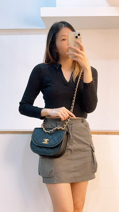 Chanel Black Calfskin 24s Casual Measenger Bag (GHW)