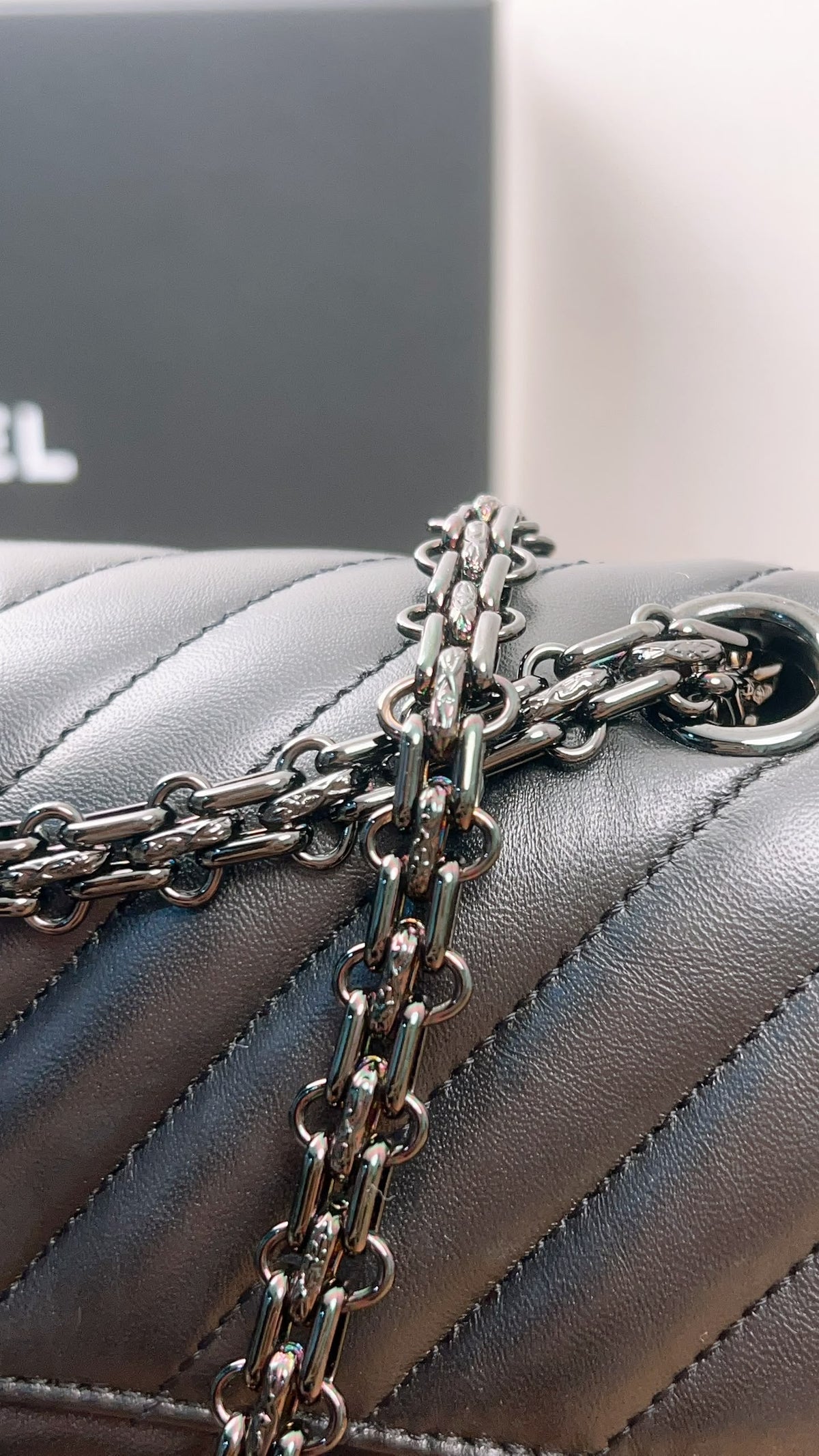 Chanel So Black Aged Calfskin Mini 2.55 in Chevron