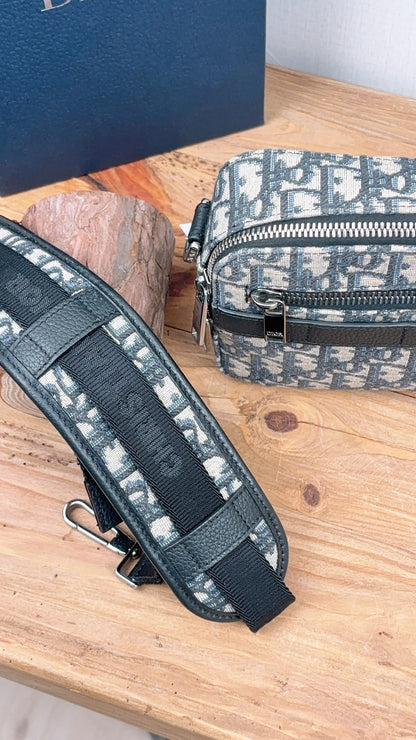 Dior Navy Oblique Canvas Safari Messenger Bag