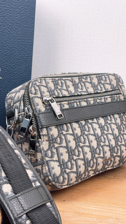 Dior Navy Oblique Canvas Safari Messenger Bag