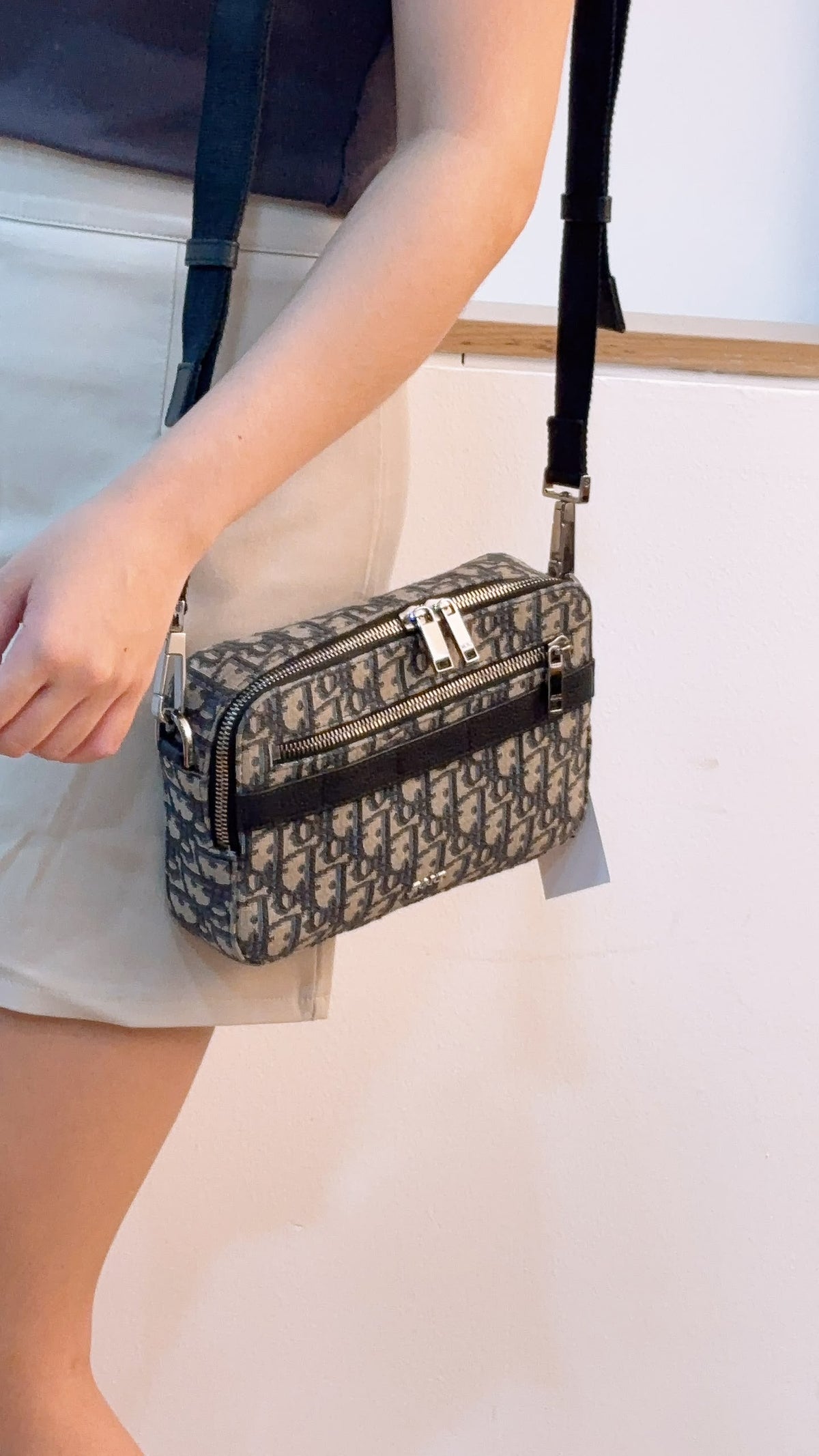 Dior Navy Oblique Canvas Safari Messenger Bag