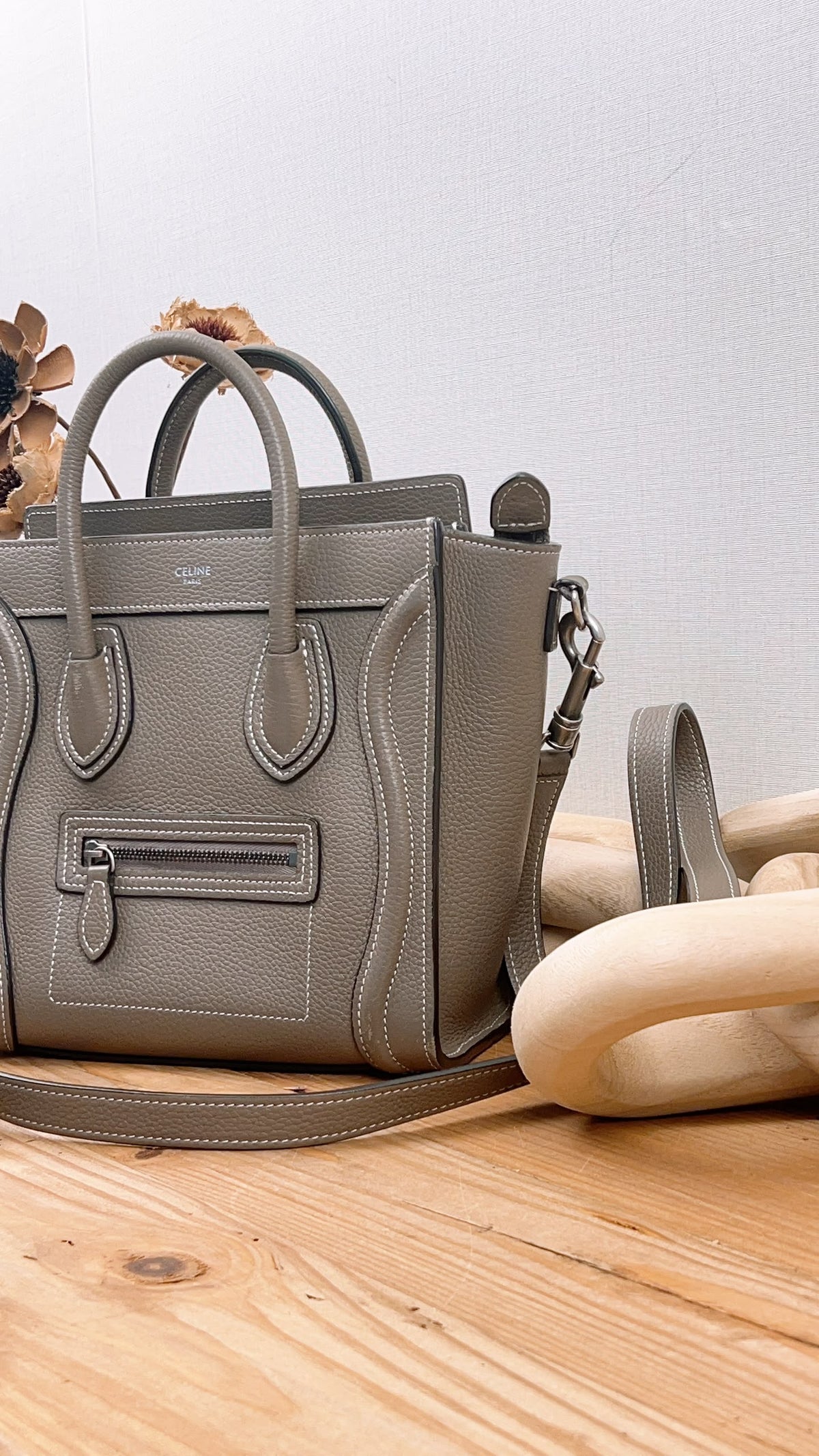 Celine Taupe Calfskin Nano Luggage
