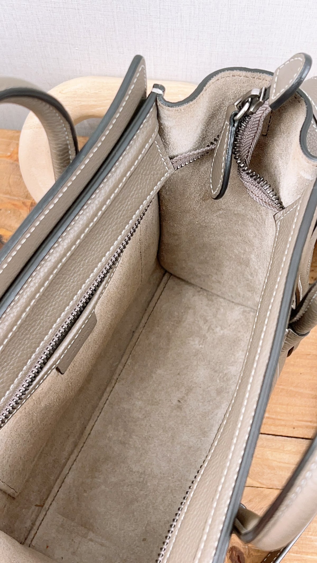 Celine Taupe Calfskin Nano Luggage