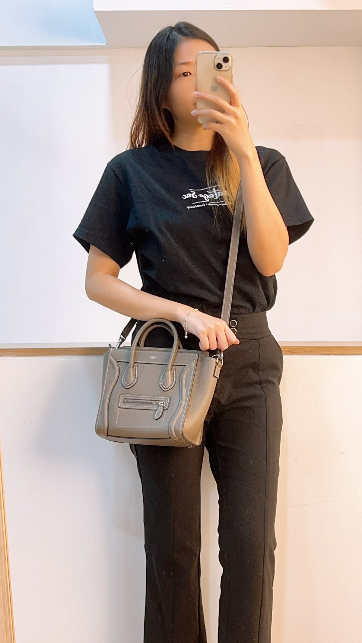 Celine Taupe Calfskin Nano Luggage