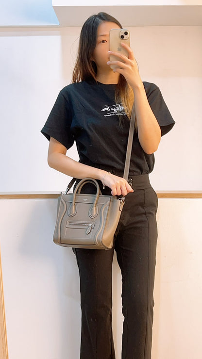 Celine Taupe Calfskin Nano Luggage