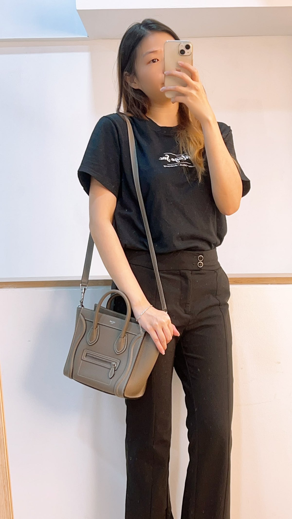 Celine Taupe Calfskin Nano Luggage