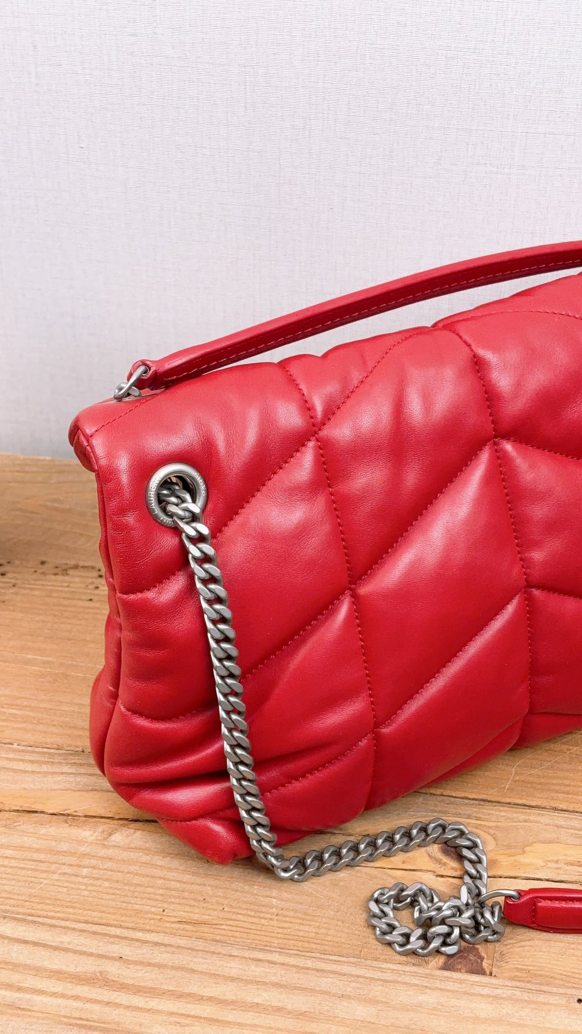YSL Red Lambskin Small Puffer Bag (RHW)