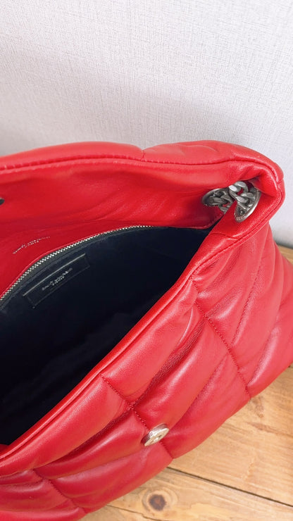 YSL Red Lambskin Small Puffer Bag (RHW)