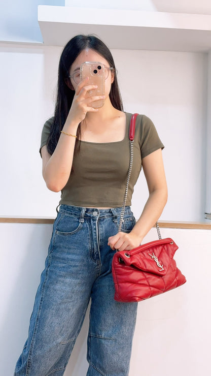 YSL Red Lambskin Small Puffer Bag (RHW)