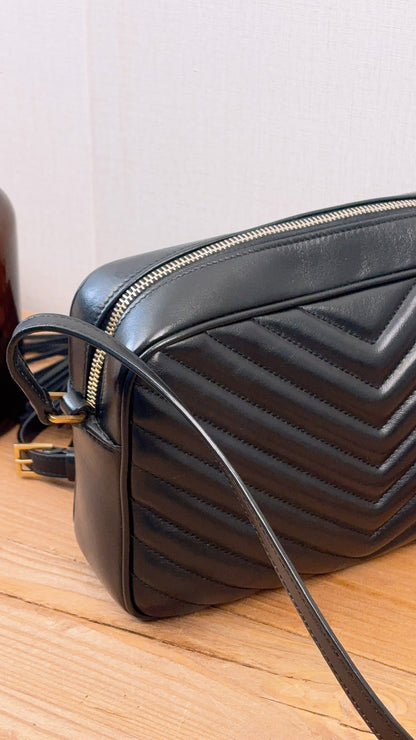 YSL Black Calfskin Lou Camera Bag (GHW)