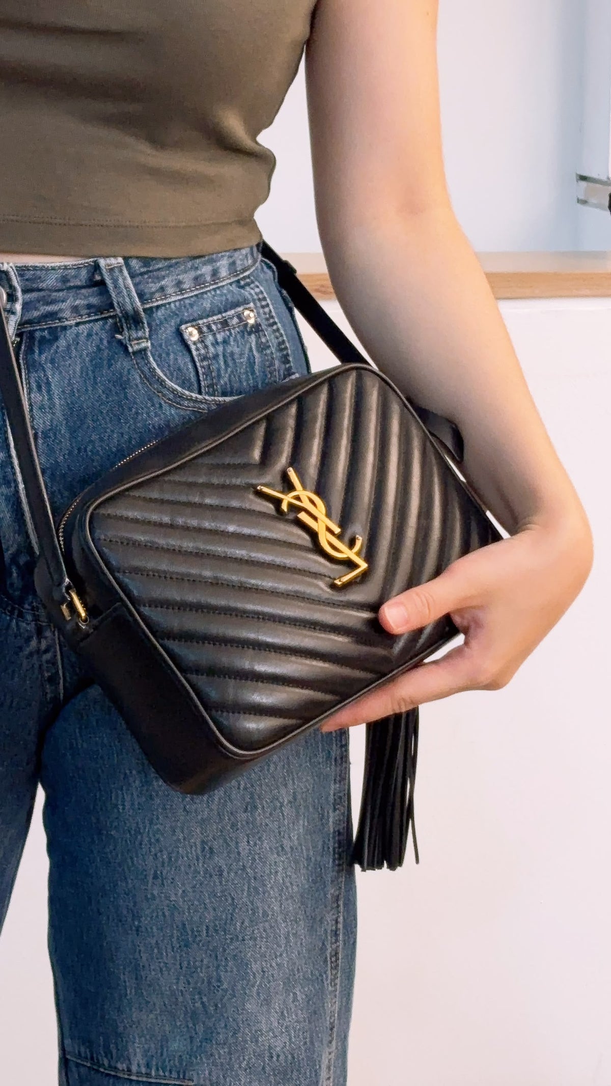 YSL Black Calfskin Lou Camera Bag (GHW)