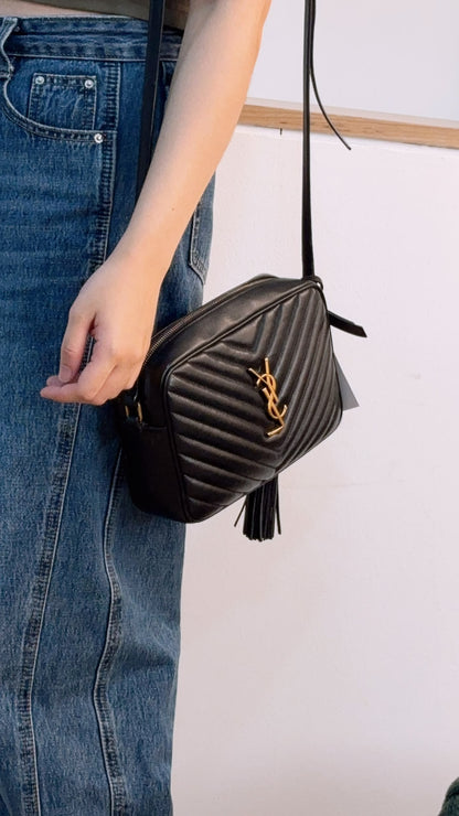YSL Black Calfskin Lou Camera Bag (GHW)