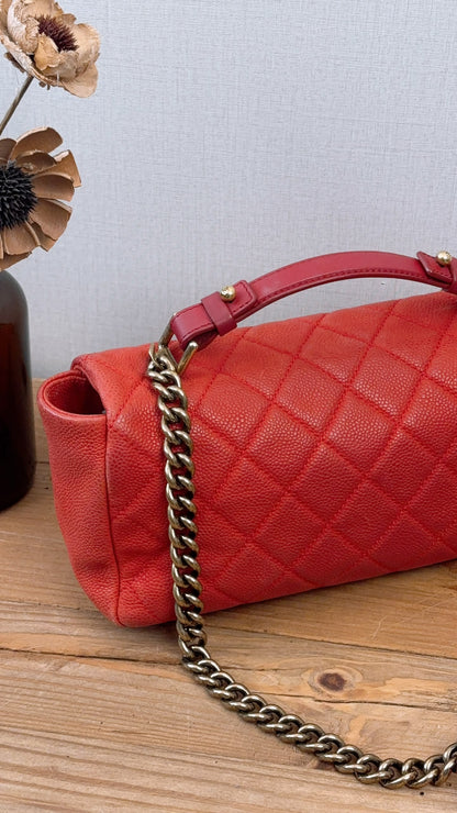 Chanel Red Matte Caviar Medium Chic Flap (AGHW)