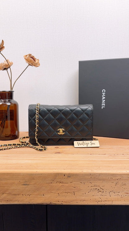 Chanel Black Caviar Classic Turnlock WOC (GHW)